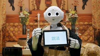 Robot priest programmed to conduct funeral ceremonies at Life Ending Industry EXPO 2017 in Japan [upl. by Nagem]