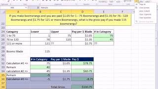 Excel 2010 Business Math 48 Incentive Pay Variable Piece Work Rates [upl. by Licec]