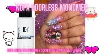 kupa odorless monomeracrylic nail tutorial with nail forms [upl. by Tuinenga]