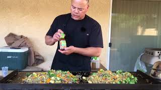 Camp Chef Flat Top Grilling  Hamburger Stir Fry Firecracker Chicken [upl. by Pooley]