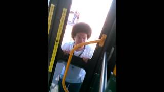 Crazy dude breaks window on bus [upl. by Hanafee]