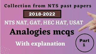 Analogies mcqs verbal ability for NTS GAT NAT HEC HAT USAT [upl. by Elliven]