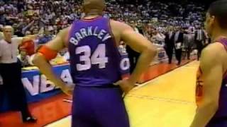 Charles Barkley Flagrant Foul on Hakeem Olajuwan  1994 NBA Playoffs Rockets Vs Suns [upl. by Aihtiekal]