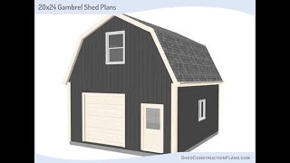 Gambrel Storage Shed Plans Blueprints  Blueprints For A Large 20x24 Barn Roof Shed [upl. by Yeleek]