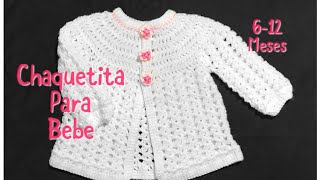 Como tejer Chaquetita  chambrita fácil para bebé a croché para principiante Crochet for Baby 189 [upl. by Esbensen]