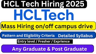 HCL Tech Hiring 2025 Check out Exam Pattern amp Syllabus hcltech hcl [upl. by Pazice]