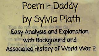 Poem  Daddy by Sylvia Plath Analysis of them with Background 5th semester English Hons [upl. by Anaic]