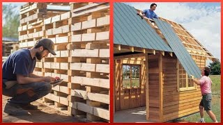 Building Amazing DIY Wood Pallet Barn StepbyStep  by normalguydoesitall [upl. by Corvin]