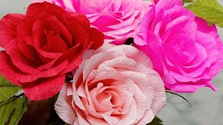 How To Make Crepe Paper Rose Paper Flower Paper Rose 🌹🌹 [upl. by Ecnahc]