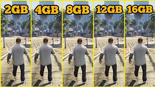 GTA 5 RAM COMPARISON 2GB VS 4GB VS 8GB VS 12GB VS 16GB [upl. by Ithnan]