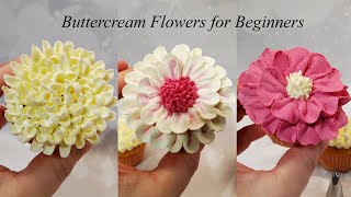 Cupcake Decorating Techniques  Buttercream Flowers for Beginners  EASY Buttercream Recipe amp Method [upl. by Cirdahc]