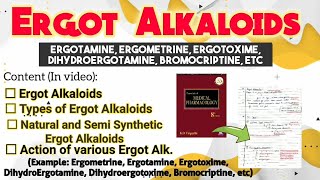 Ergot Alkaloids  Pharmacology  Ergot Alkaloid Drugs  Ergometrine medicine pharmacology [upl. by Moll]