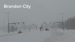 Winter Storm Travel To Brandon City Mb  Near Zero Visibility [upl. by Kappenne]