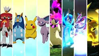 Pokémon Legends Arceus  All Starters Evolutions amp Signature Moves HQ [upl. by Areemas739]