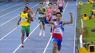 USA mens 4x400 team pulls away on last leg win gold in U20 Championships final event  NBC Sports [upl. by Aneeuqahs]