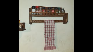 Mensola da cucina Porta strofinacci Scarti di legno Kitchen shelf Tea towel holder Wood scraps [upl. by Lara]