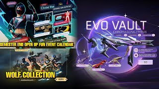 OPEN UP FUN EVENT CALENDAR REWARDS  NEXT EVO VAULT EVENT FREE FIRE WOLF INCUBATOR COLLECTION EVENT [upl. by Teri]