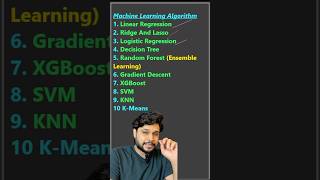 Machine Learning Algorithm you should know to become a Data Scientist datascience machinelearning [upl. by Bonilla]