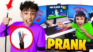 Disconnecting Internet Prank on Little Brother Playing Fortnite RAGE [upl. by Janela583]