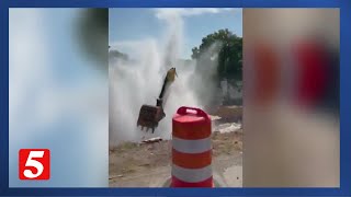 Crews working to fix 24inch water main that was damaged along Nolensville Road [upl. by Ytok]