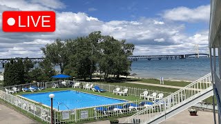 🔴LIVE🔴 Mackinac Bridge Camera from the Riviera Motel in Mackinaw City [upl. by Blodget]