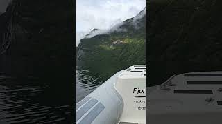 RIB boat tour on Geirangerfjord departing the harbor [upl. by Zea]