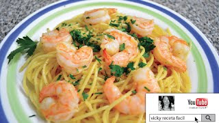 SPAGHETTI CON CAMARONES  VickyRecetaFacil [upl. by Eneroc]