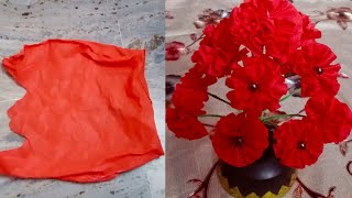 Flower tree making with cloth carry bag  Cloth flower making at home  Easy flower making [upl. by Markson]