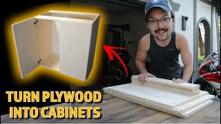 How to BUILD CABINETS Fast and Easy  Frameless Plywood Cabinets [upl. by Annavaj]