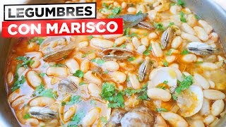 ALUBIAS BANCAS CON ALMEJAS 😍🥣 Fabes con Almejes Receta fácil y rica 🍲😋 [upl. by Kalasky]