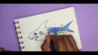 Easy shark drawing  How to draw an easy shark [upl. by Nawk702]