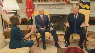 Trump Nancy Pelosi and Chuck Schumer get in fight over border wall full video [upl. by Epps]