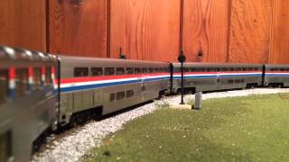 HO scale Rio Grande SD40T2 leads Amtrak California Zephyr [upl. by Solram]