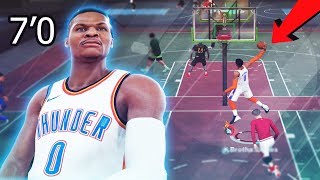 GIANT 7FT RUSSELL WESTBROOK IS OVERPOWERED NBA 2K19 best athletic finisher build contact dunks [upl. by Relyhs]