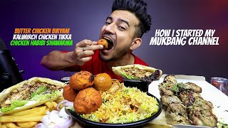 INDIAN Butter Chicken Biryani Chicken Habibi Shawarma Kalimirch Chicken Tikka Naan Bombs Mukbang [upl. by Doughman369]