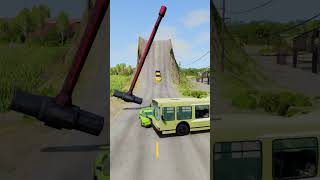 Super Cars Vs Giant Spinning Hammer Crash  BeamNGDrive shorts gaming beamngdrive [upl. by Eibor]