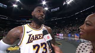 LeBron James talks Lakers impressive win in San Antonio 🎤 [upl. by Eislehc]