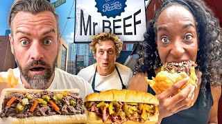 Brits Try Italian Beef Dip Sandwich in Chicago [upl. by Aisetal606]