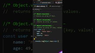 Objectkeys Objectvalues amp Objectentries  JS Interview 🔑🧑‍💻 reactjs codewithkg coding [upl. by Orban]