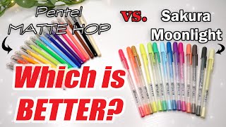 Pentel Mattehop vs Sakura Gelly Roll Moonlight Gel Pens  Comparison  Swatches [upl. by Nylirehc]