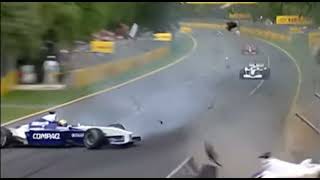 PefCrash  Jacques Villeneuve amp Ralf Schumacher Crash  2001 Melbourne [upl. by Nauqed86]