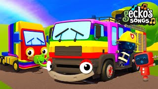 Geckos Rainbow Songs｜Feat Fiona Fire Truck amp Baby Truck｜Nursery Rhymes amp Kids Songs｜Geckos Garage [upl. by Ainerol752]