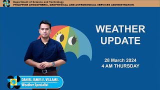 Public Weather Forecast issued at 4AM  March 28 2024  Thursday [upl. by Cairistiona]