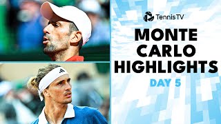 Djokovic vs Musetti Sinner Medvedev Zverev Tsitsipas amp More  MonteCarlo 2024 Highlights Day 5 [upl. by Ano]