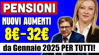 PENSIONI ECCO I NUOVI AUMENTI PER TUTTI da GENNAIO 2025â—ï¸da 8â‚¬ a 36â‚¬ AL MESE ğŸ‘‰ PRIMI CALCOLI ğŸ“ˆ [upl. by Aneladgam927]