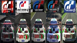 Evolution of the Toyota Castrol TOMS SUPRA 00 in Gran Turismo [upl. by Rosalba]