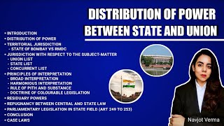 Distribution of Power Between Union amp State  Federalism  Union amp State list  Article 249 to 253 [upl. by Avril]