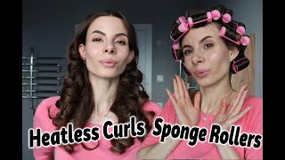 EASY amp HEATLESS OVERNIGHT CURLS using SPONGE ROLLERS  Tommelise [upl. by Seigler]