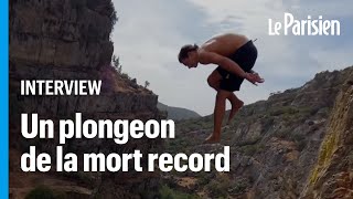 Un Français bat le record du monde de Døds ces plongeons vertigineux en faux plats [upl. by Etnaihc831]