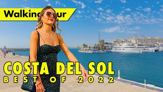 Best of Costa del Sol walking tours  summer 2022  Marbella to Málaga town amp beach virtual tours [upl. by Pooley]